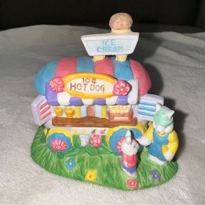 Cottontale Cottages Hand Painted Porcelain Figure  Ice Cream Hot Dog Cart Easter